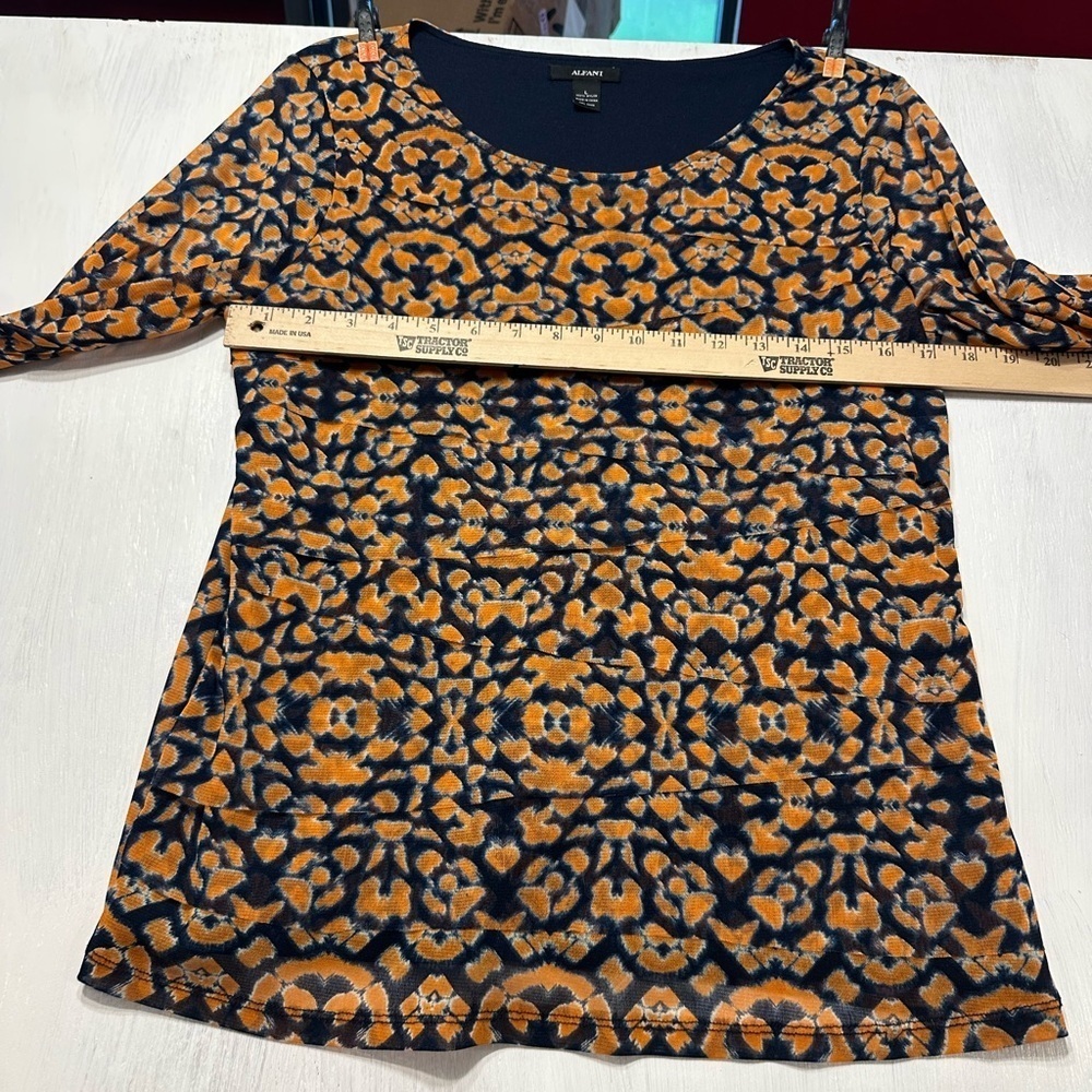 Alfani Women’s Multicolor Nylon Abstract Print Blouse | Size L | 3/4 Sleeve - Picture 2 of 7